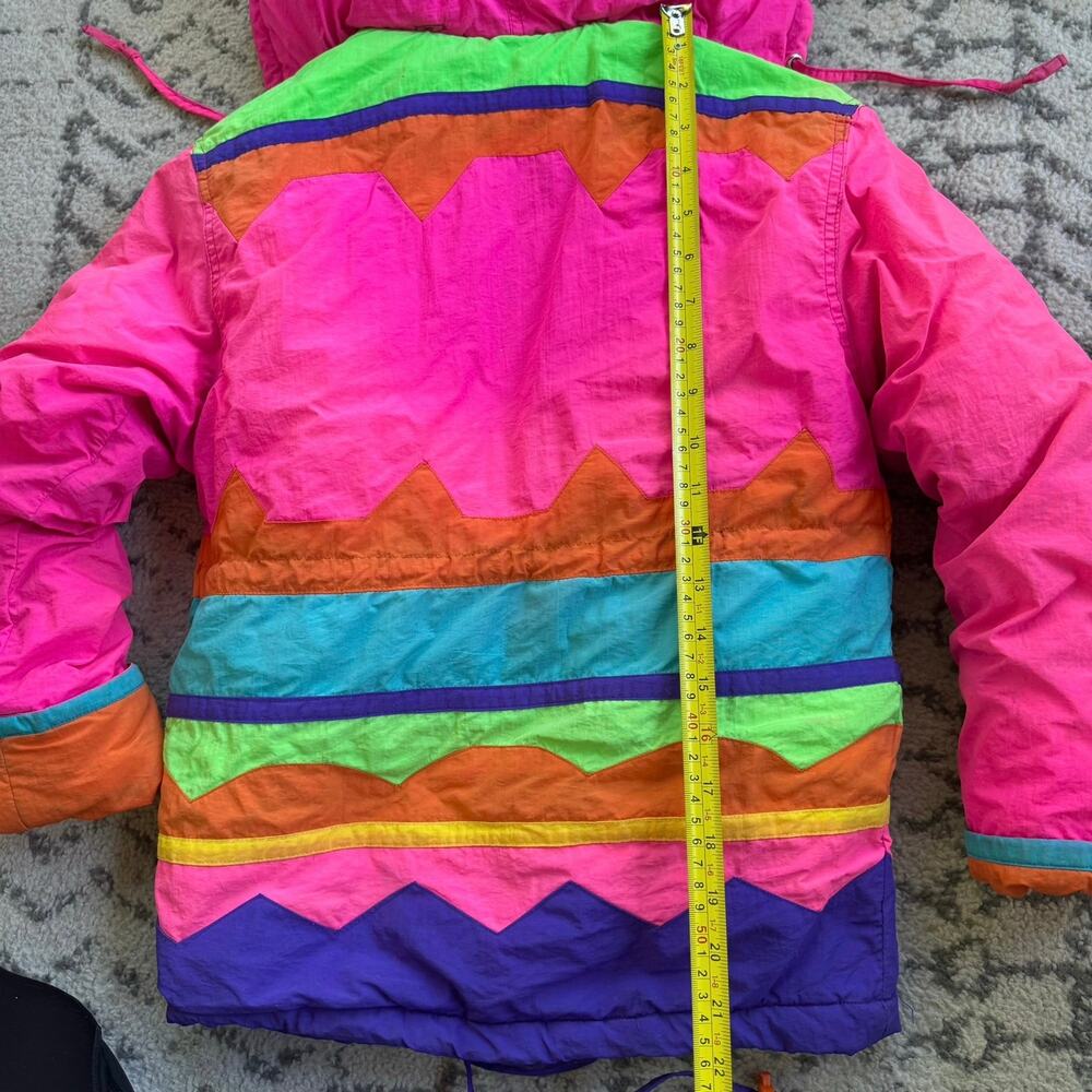 Vtg 1980s 1990s Rothschild Colorblock Hooded Winter Coat Youth Size Medium - Picture 10 of 12